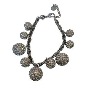 Talbots black chain charm dangling rhinestone crystal balls whimsical